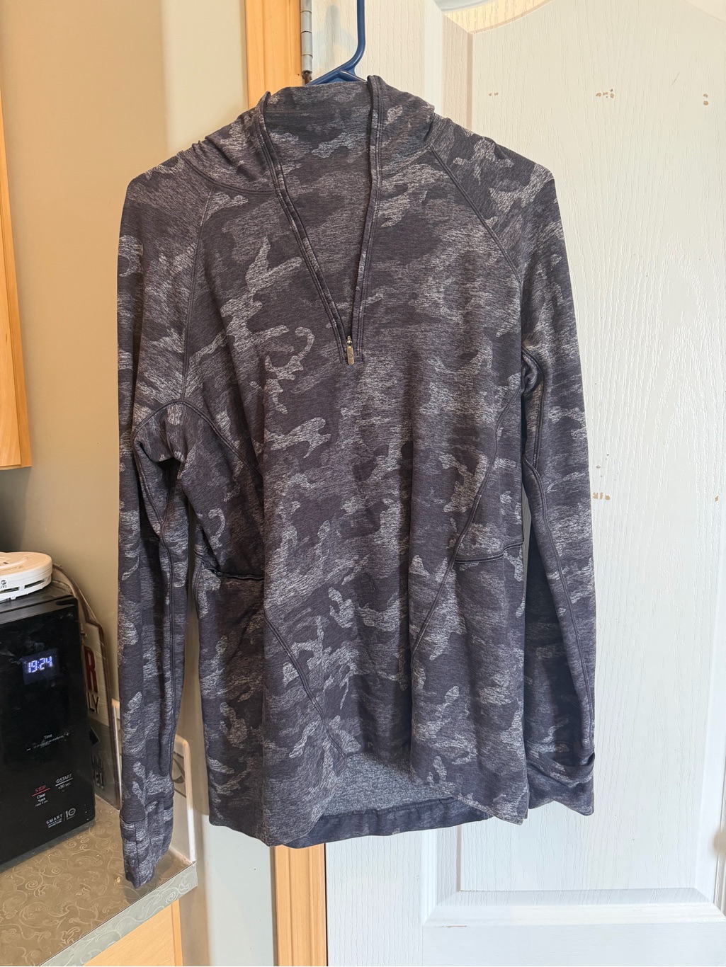 Lululemon Gray Camo Half-Zip Hooded Pullover